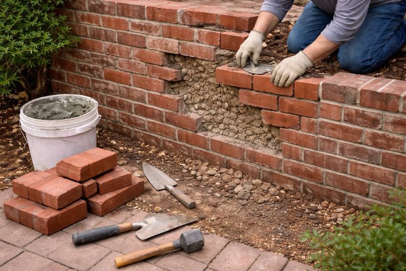 Brick Retaining Wall Repair in Lafayette, IN