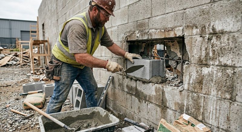 Cinder Block Wall Repair in Darlington, IN