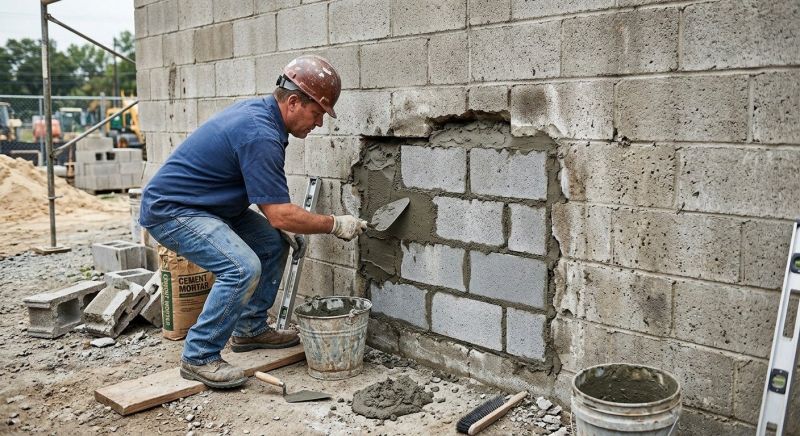 Cinder Block Wall Repair in Frankfort, IN